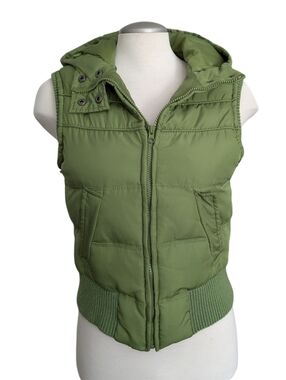 Aeropostale Women's Y2K Sleeveless Down Puffer Vest Size M/L Full Zip Hood
